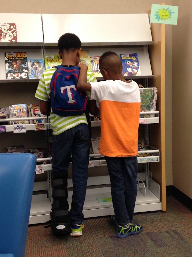 my boys in the library